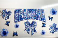 Grandma Bows & Butterflies blue floral decal set
