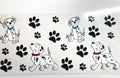 Dalmatian puppies and paw prints decal set