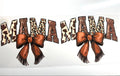 Western Mama decal with leopard print lettering and fringe bows