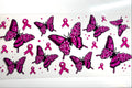 Pink butterflies and cancer awareness ribbon decal set