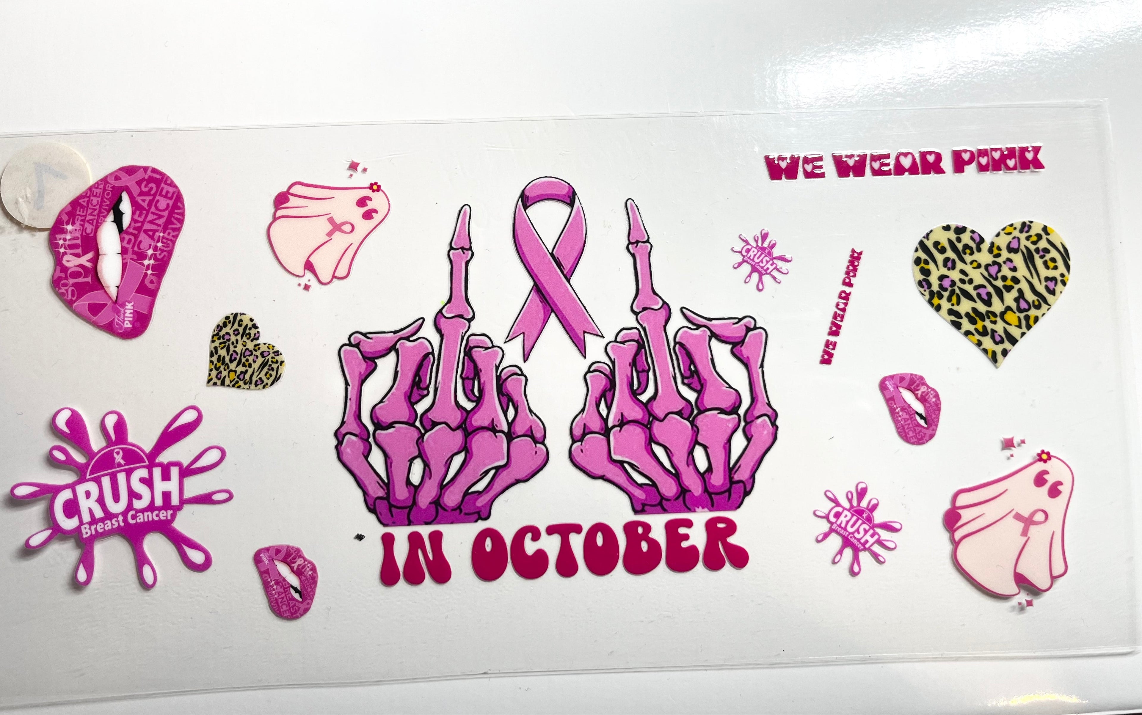 We Wear Pink in October breast cancer awareness decal set