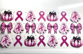 Pink Halloween cancer awareness decal with ghosts, pumpkins, bows and ribbons
