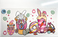 Easter coffee and donuts decal with bunny ears Easter eggs carrots and hearts