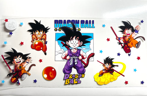 Anime fighter boy decal with power orbs flying cloud and action poses