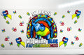 In April We Wear Blue autism awareness decal with elephant rainbow and puzzle pieces