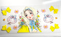 Floral hijab girl decal with yellow bows daisies pearl bracelets and hearts