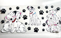 Dalmatian dogs and paw prints decal with cuddling pups and puppy pile