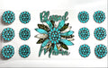 Blessed Mama turquoise western sunflower decal with leopard print and concho buttons