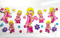 Sassy diva girl decal with pink feather boa high heels and colorful flowers
