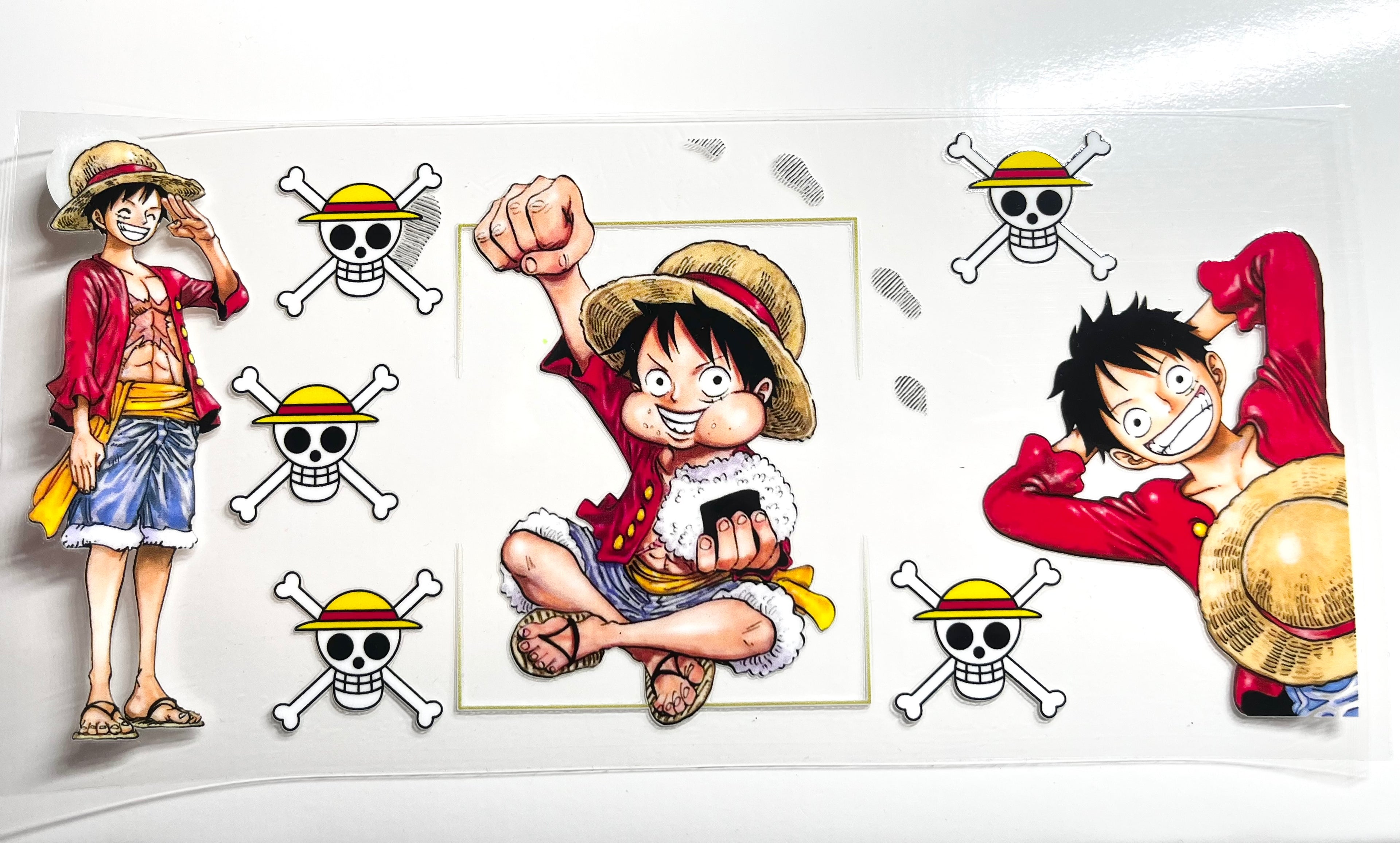 Straw hat pirate anime decal with skull and crossbones jolly roger symbols