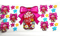 Soda can and pink bows decal with colorful daisy flowers in blue yellow and pink