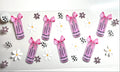 Pink energy drink cans with pink bows white daisies and sparkle stars decal