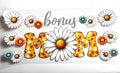 Bonus Mom floral decal with yellow daisy letters colorful daisies and script text