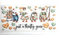 Just a Thrifty Goose decal with cottagecore geese shopping for clothes patchwork hearts and vintage mirror
