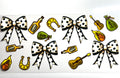 Country girl polka dot bows decal with guitars horseshoes whiskey bottles money bags and flames