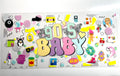 90s Baby nostalgia collage decal with VHS tapes game boys cassettes lava lamps scrunchies and retro toys