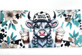 Salty Heifer highland cow decal with iced coffees teal florals cow print and braided hair western farmhouse aesthetic
