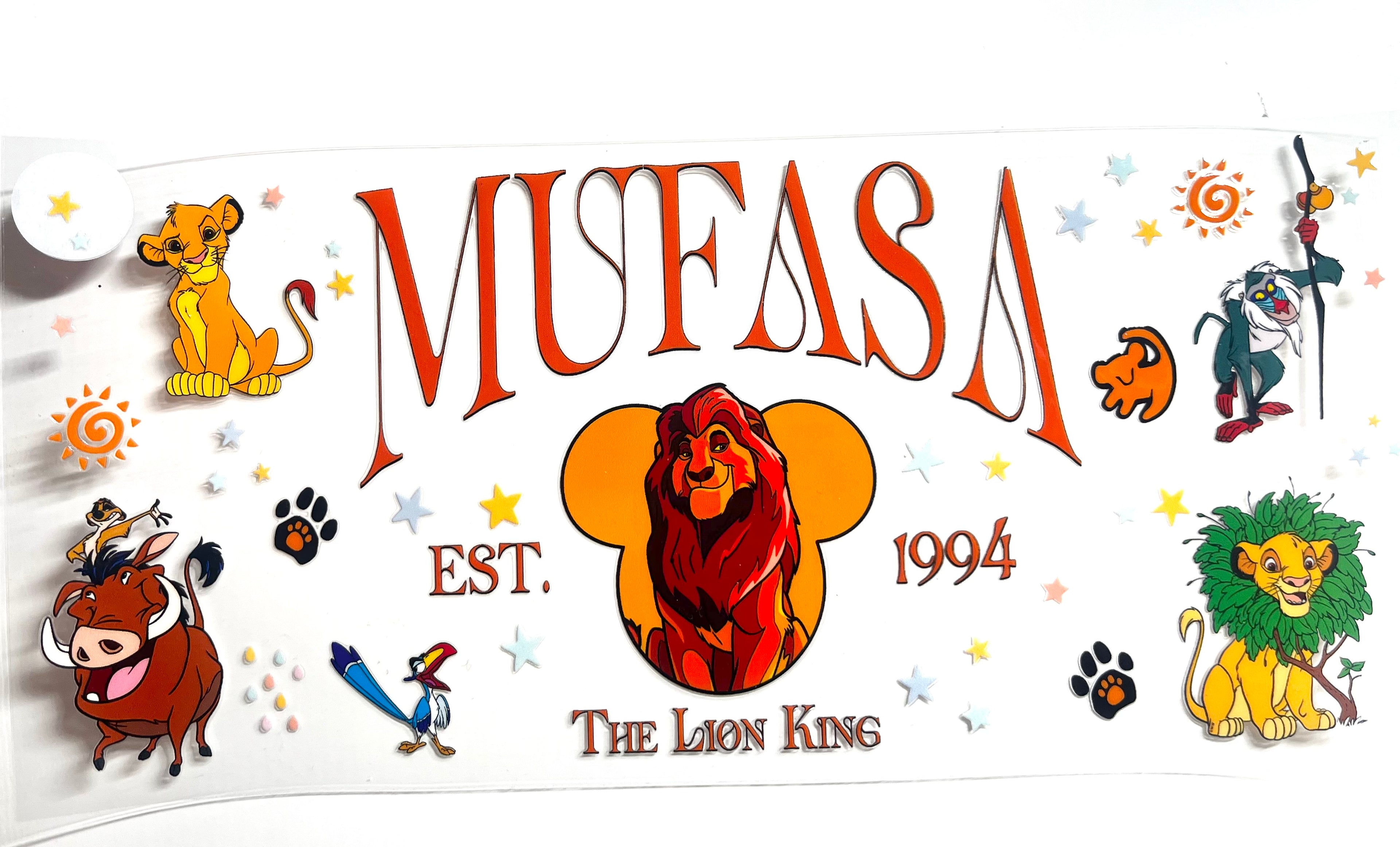 Mufasa Est. 1994 Lion King decal featuring Simba, Timon, Pumbaa, Rafiki and Zazu