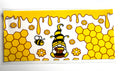 Bee gnome honeycomb decal with honey drip and flowers