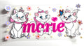 Marie Aristocats name decal with heart, butterfly, and flowers