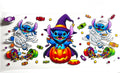 Halloween Stitch decal with mummy and vampire costumes, pumpkin, and candy