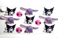 Kuromi crochet amigurumi style decal with purple and pink characters in multiple poses