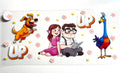 UP decal with Carl, Ellie, Dug the dog, and Kevin the bird with flowers and stars